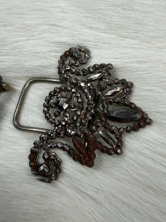 Antique French Cut Steel Belt Buckles 1.75\